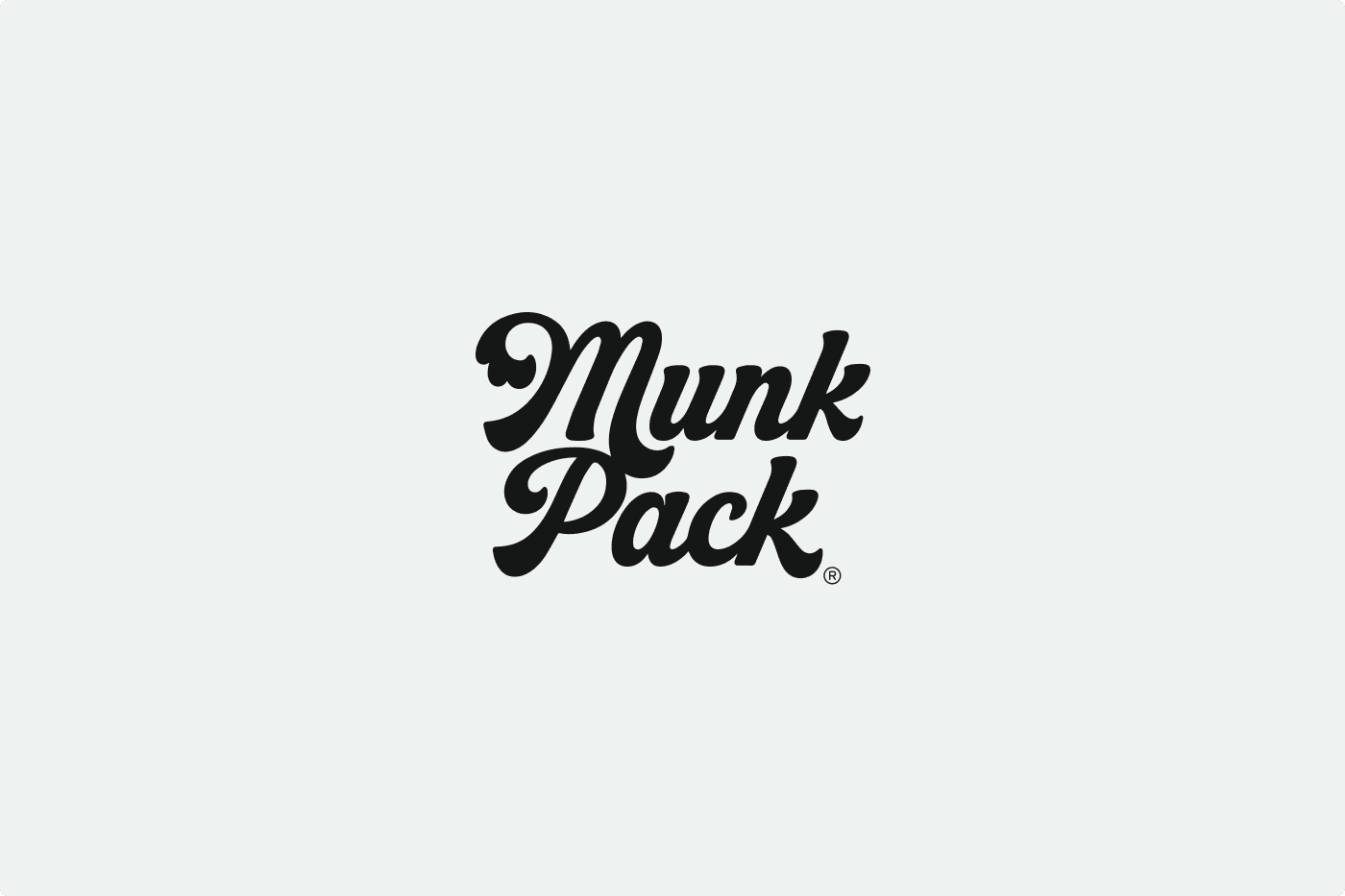 Stylized black text logo reading "Munk Pack" on a light gray background.
